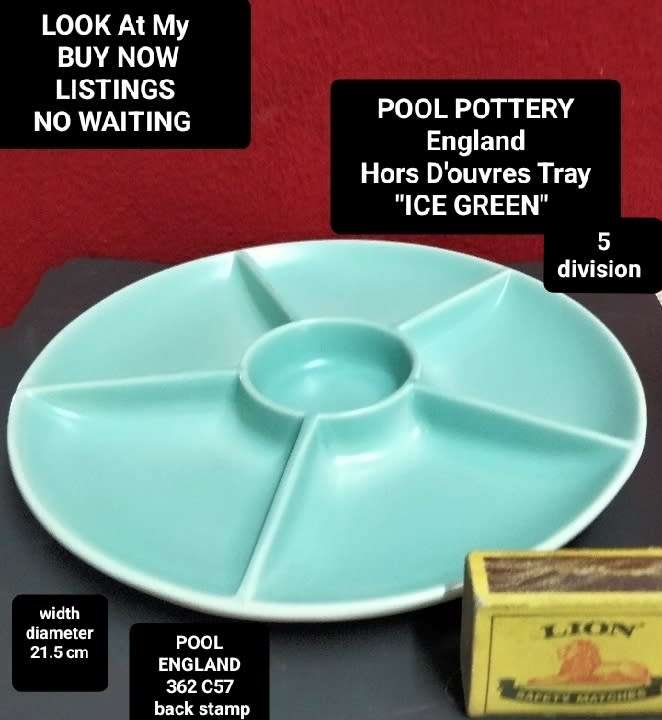POOLE  Pottery Hors D`ouvres Tray `ICE GREEN`LOOK At All My BUY NOW LISTINGS NO WAITING