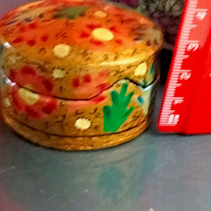 Oriental Ashtray Script Signed Floral Gilt + Paper Mache Pill box  Look at my Buy Now No Wa