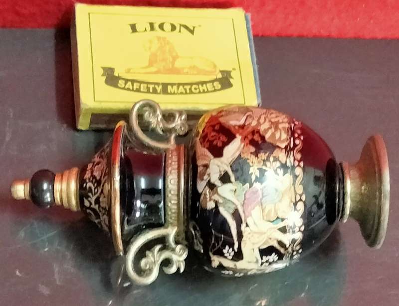 PERFUME Bottle Urn Greek Pottery hand madeDecor Greek Mythology Gods Goddess`s deer flowers 2 scr