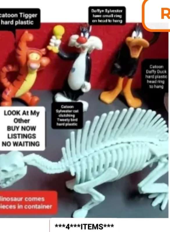 4*ITEMS *3 Catoon small figurines hard plastic bygone era+modern Dinosaur *in small pieces to build