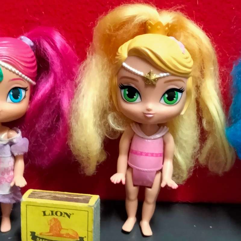 2015 Nickelodeon Shimmer+Shine Genie Dolls+LEAH hair blond Pink blue Hard Plastic Mattel86 episodes