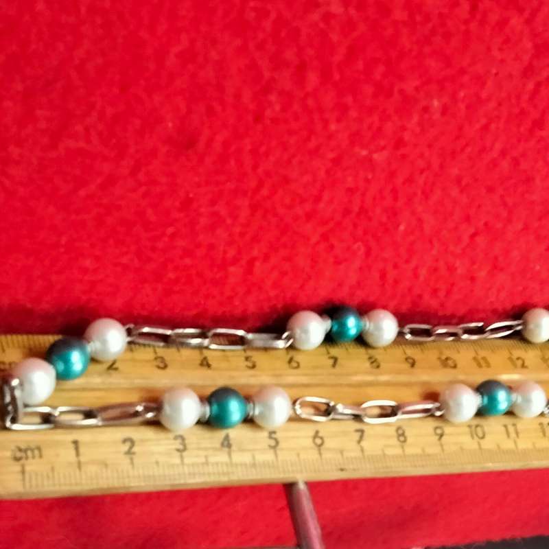 1NECKLACE*Pendant+heart*7Dangles*Glass Beads BlueTurquoise WhiteLOOK At My BUY NOW items NO WAITING