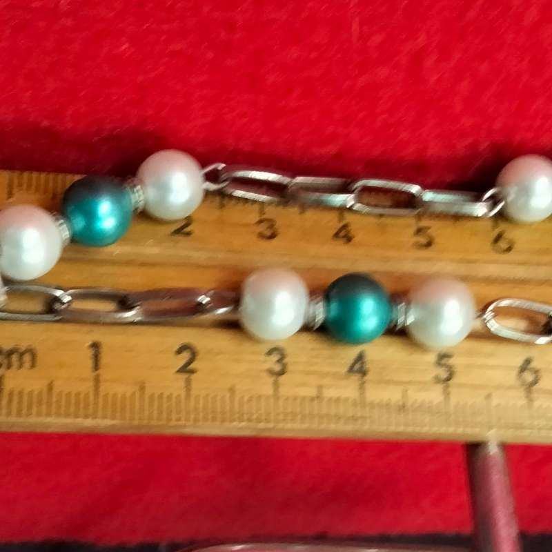 1NECKLACE*Pendant+heart*7Dangles*Glass Beads BlueTurquoise WhiteLOOK At My BUY NOW items NO WAITING