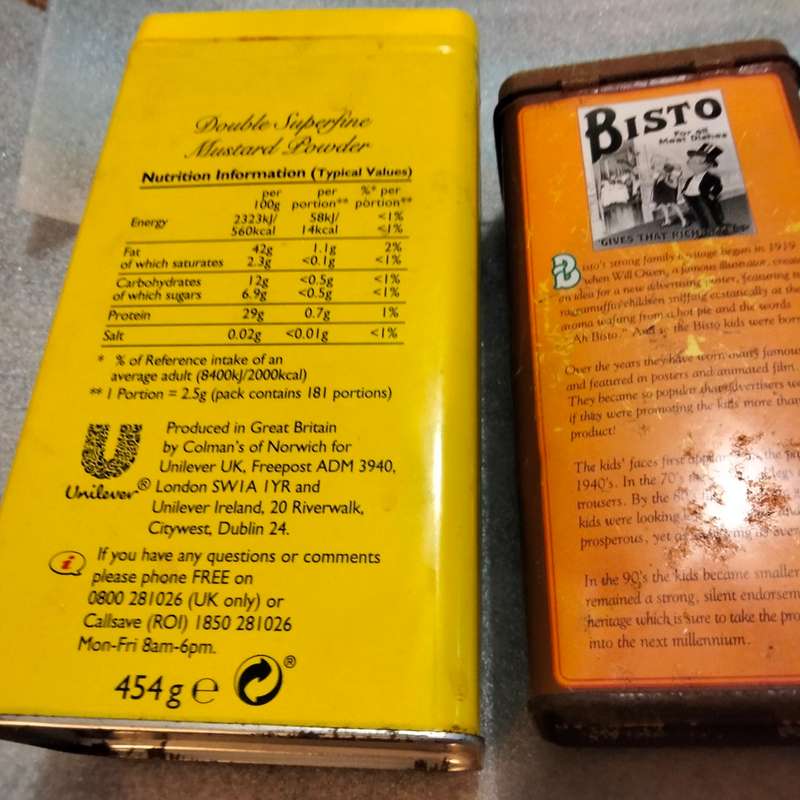 3 TINS -Colemans mustard tin -HazerBaba Turkish green apple Tea - Bisto all one bid