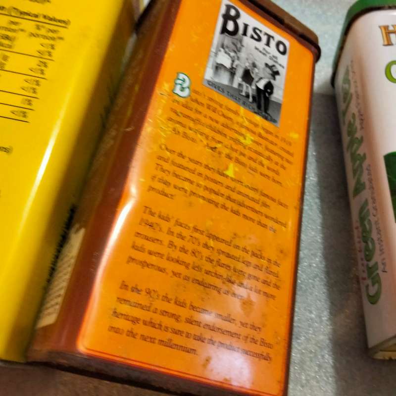 3 TINS -Colemans mustard tin -HazerBaba Turkish green apple Tea - Bisto all one bid