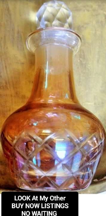 Perfume - Crystal cut glass diamond cut Bottle + Faceted cut glass Stopper SHINES