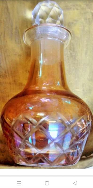Perfume - Bottle cut Glass Crystal Diamond cut + Stopper faceted crystal clear cut glass SHINES