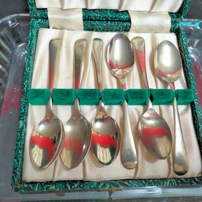 Boxed  6 Sipelia EPNS Rattail Teaspoons EnglandLOOK At My BUY NOW LISTINGS NO WAITING