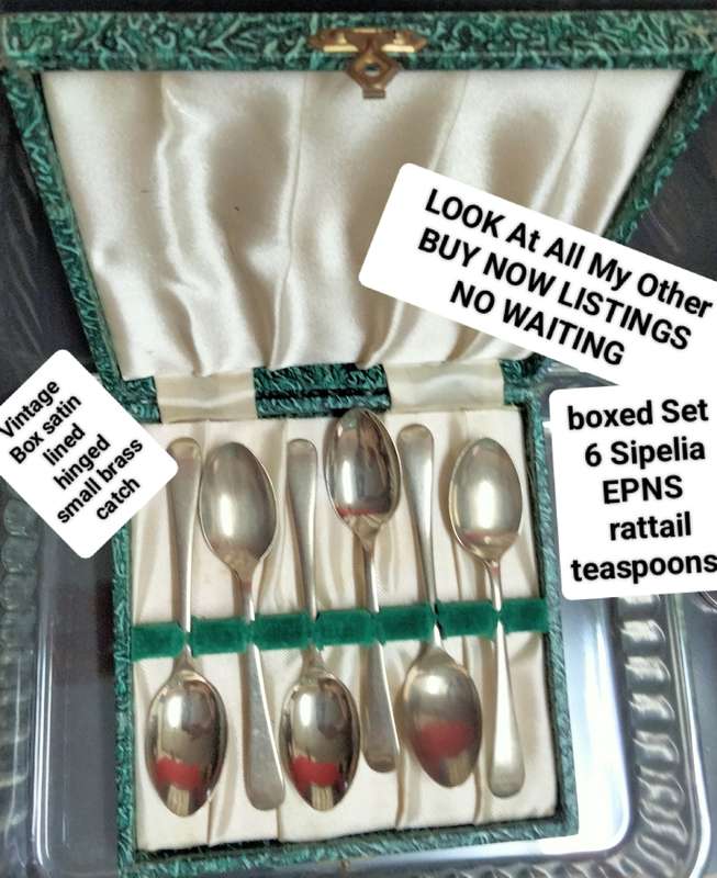 Boxed  6 Sipelia EPNS Rattail Teaspoons EnglandLOOK At My BUY NOW LISTINGS NO WAITING