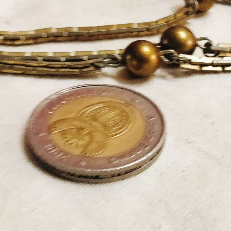 Necklace circa1950/6Os Chain Gold Metal links thin silver in middle links Gold balls spacers acrylic
