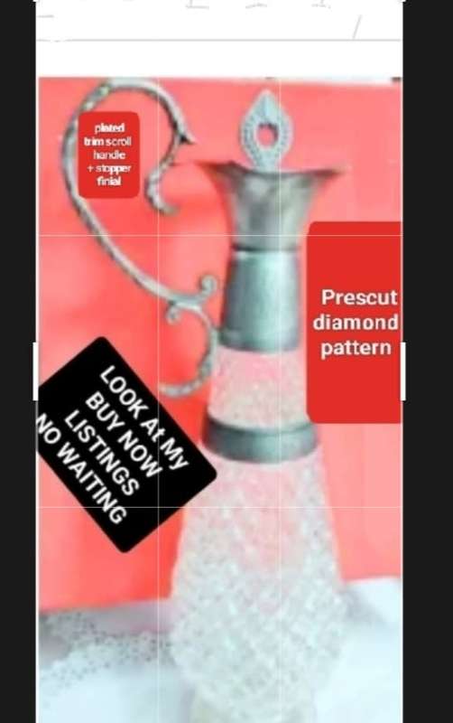 Claret Decanter Prescut Lead Crystal Metal ScrollHANDLE spout EmbossedLOOK At My BUY NOW*NO WAITING