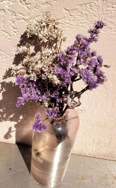 VASE Tall Flowers*Glass Thick Clear* Cylindrical*Tall Round top Small Top Opening Thick hand blown