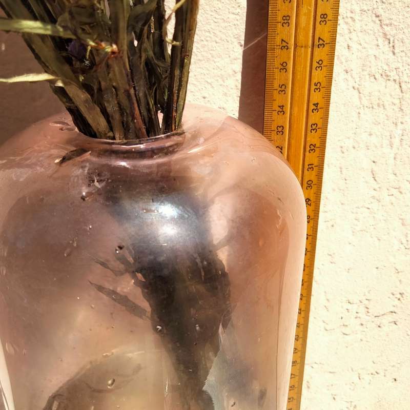 VASE Tall Flowers*Glass Thick Clear* Cylindrical*Tall Round top Small Top Opening Thick hand blown