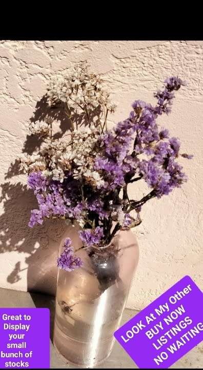 VASE Tall Flowers*Glass Thick Clear* Cylindrical*Tall Round top Small Top Opening Thick hand blown