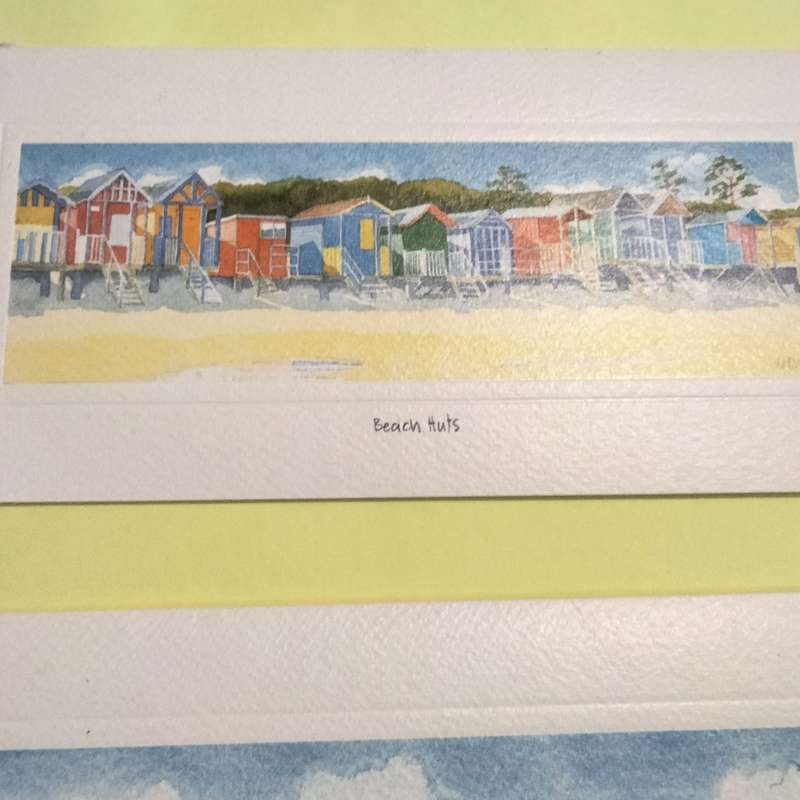 Art*Beach+Deck Chairs*2 cards*OldFrame glass+Cord Need TLC from Milkwood Collection 2004 John Wilson