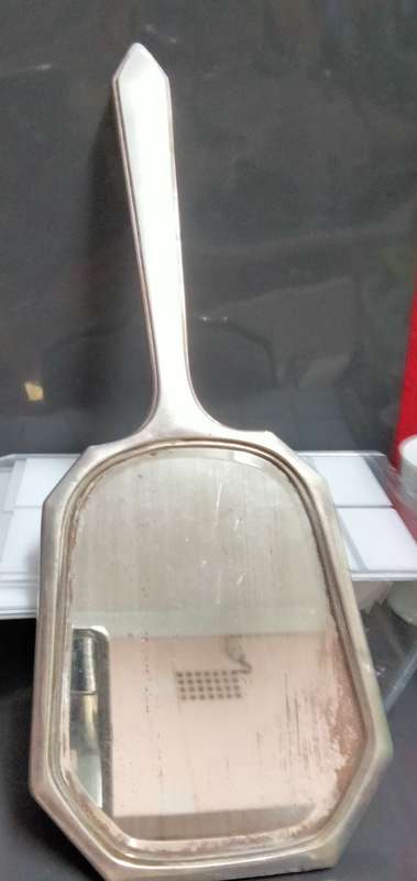 STERLING SILVER 1931 Birmingham Art Deco hand MIRROR Sunburst design*weight 242gram