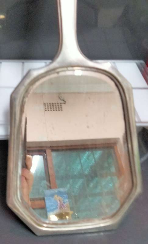 STERLING SILVER 1931 Birmingham Art Deco hand MIRROR Sunburst design*weight 242gram