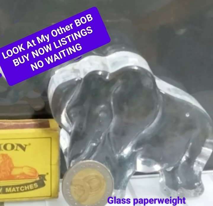 Paperweight  Glass clear ELEPHANT