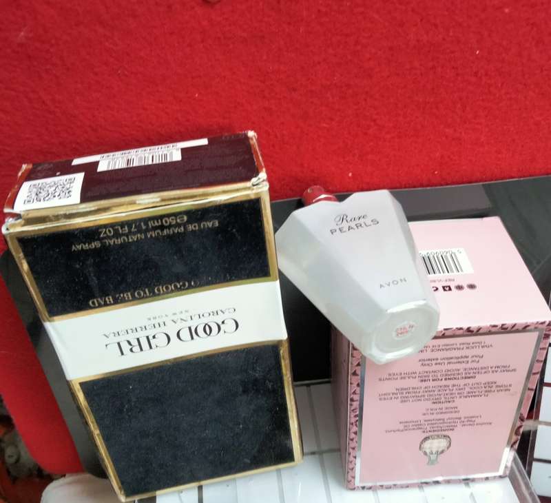EMPTY Perfume Bottle+Boxes RARE PEARLS AVON+ Box Good Girl Carolina+Shining Star for the collector