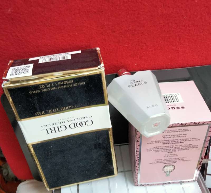 EMPTY Perfume Bottle+Boxes RARE PEARLS AVON+ Box Good Girl Carolina+Shining Star for the collector