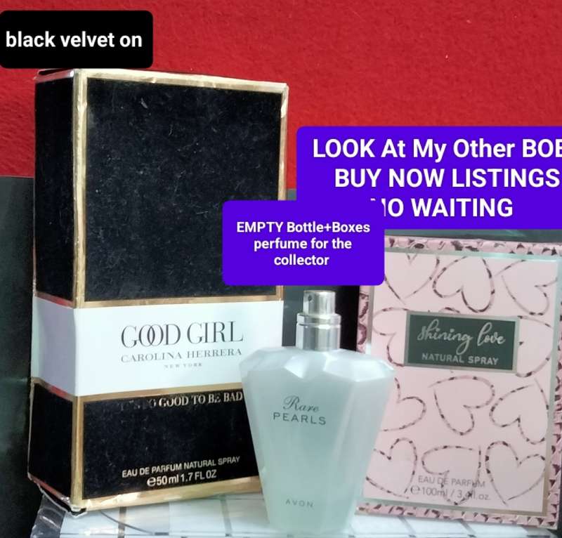 EMPTY Perfume Bottle+Boxes RARE PEARLS AVON+ Box Good Girl Carolina+Shining Star for the collector