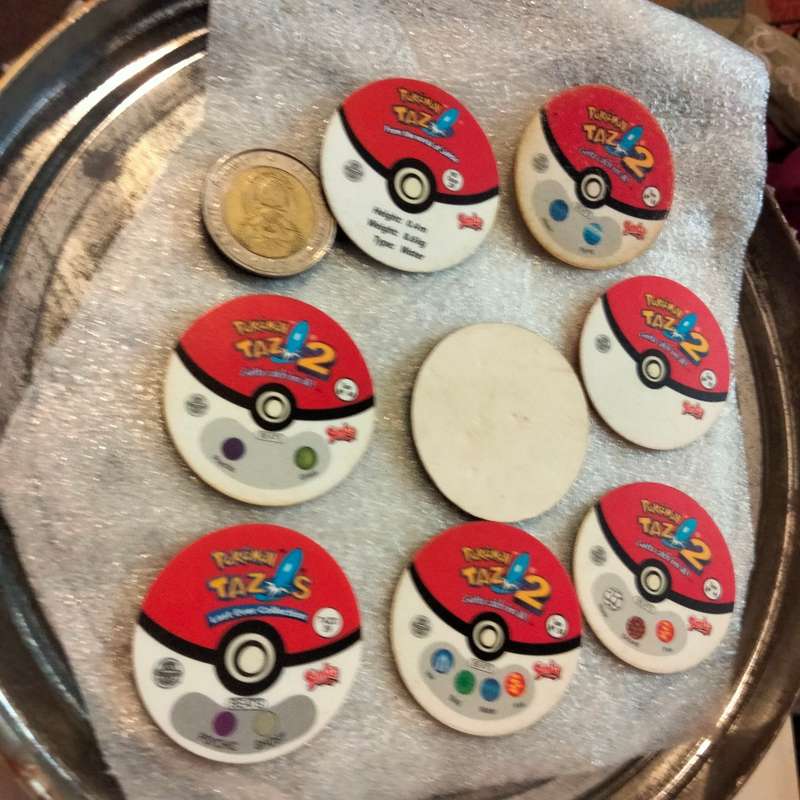 7 Pokémon Tazos + 1 other from another collection to yours