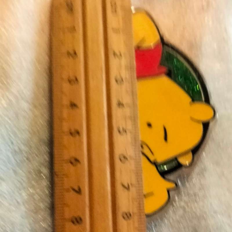 Poo Bear Pin back says  Disney Store St Lucia