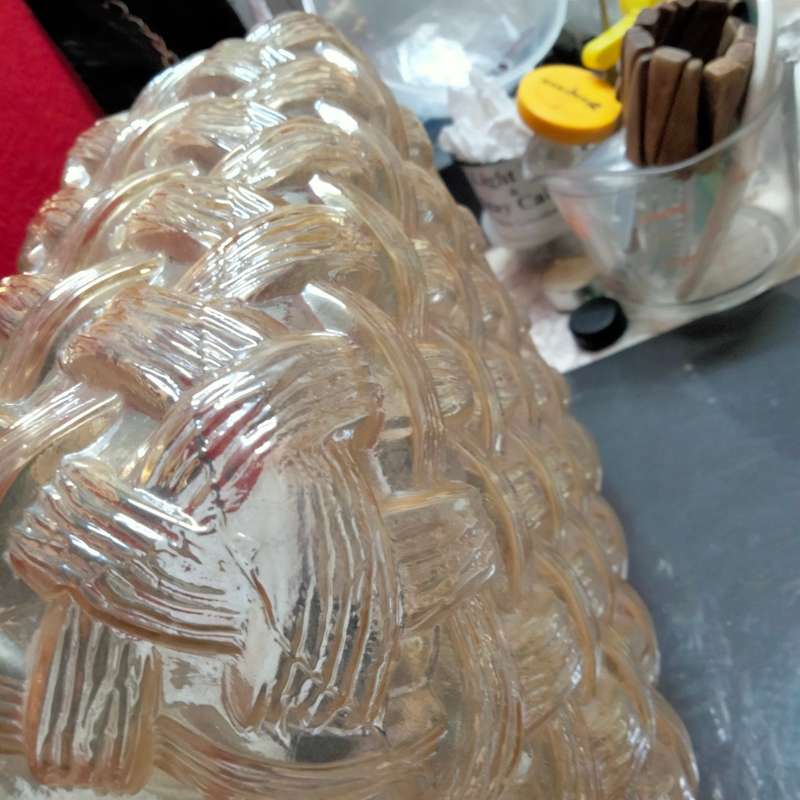 Lamp Shade Glass -1 Square Pressed weave design LOOK At My BUY NOW LISTINGS NO WAITING