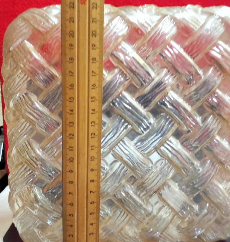 Lamp Shade Glass -1 Square Pressed weave design LOOK At My BUY NOW LISTINGS NO WAITING