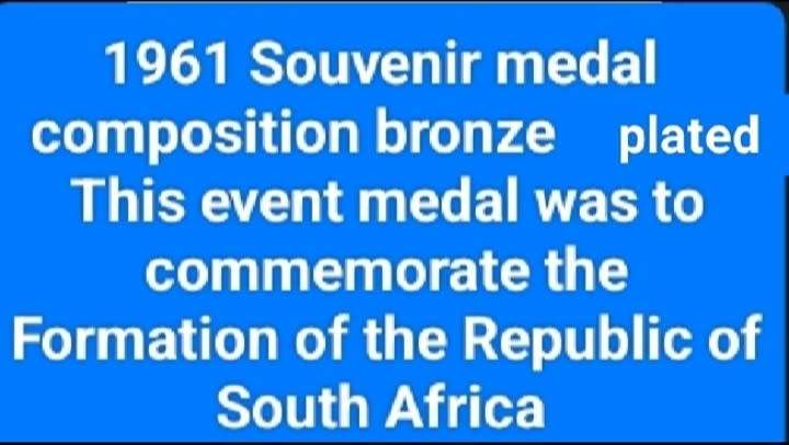 Souvenir Events Medal 31.5.1961 Formation of the Republic S.A. Bronze plate+60sCoins1/2 cents