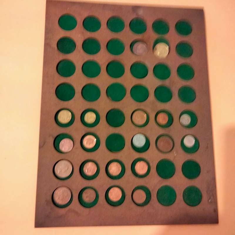 Coin Storage tray has 48 routed holes has round pieces of green field in *NOTE NOT included Coins*