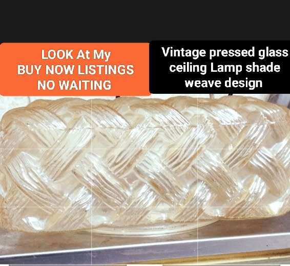 Lamp Shade Glass -1 Square Pressed weave design LOOK At My BUY NOW LISTINGS NO WAITING