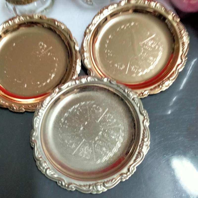5 Gilt plated Coasters LOOK At My BUY NOW Items NO WAITING