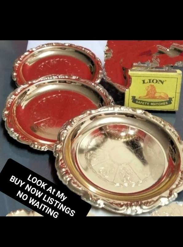 5 Gilt plated Coasters LOOK At My BUY NOW Items NO WAITING