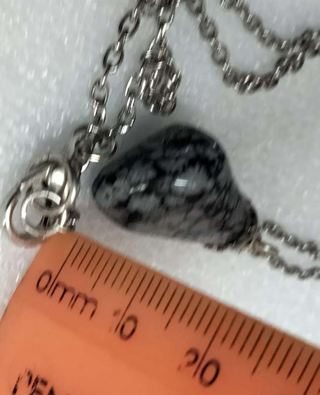 Necklace Snowflake Obsidian pendant+stainless steel chain