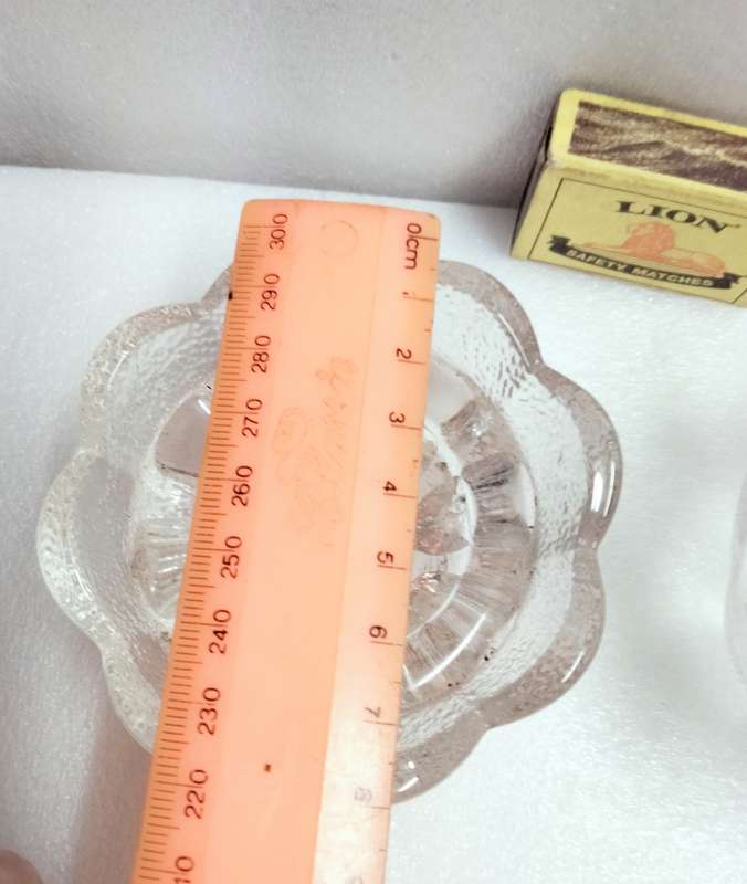 2 candle holders Glass frosted Scalloped top edges+ clear design LOOK At My BUY NOW Items NO WAITING