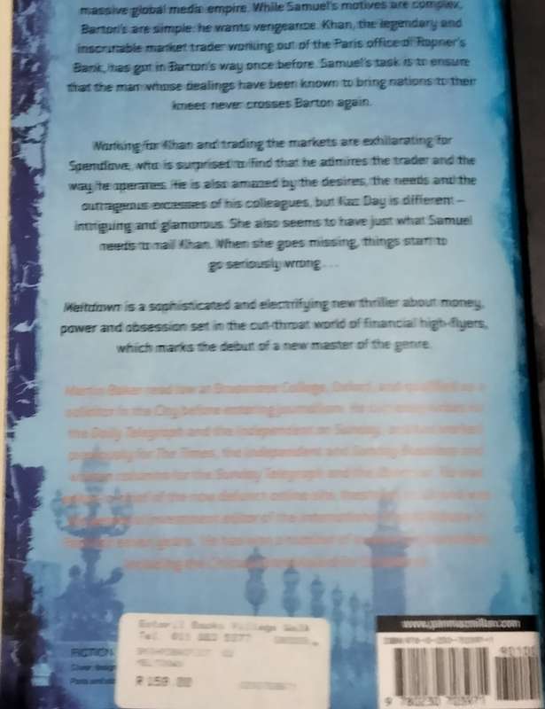 3 Books Sydney Sheldon-The Sky is Falling Martin Baker Meltdown Clive Egerton Renegade pre-owned