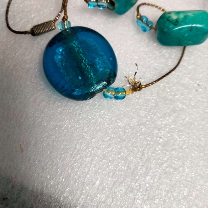 Necklace vintage Italian glass foil lampwork beads+acrylic Look at my buy No Waiting