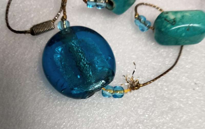 Necklace vintage Italian glass foil lampwork beads+acrylic Look at my buy No Waiting