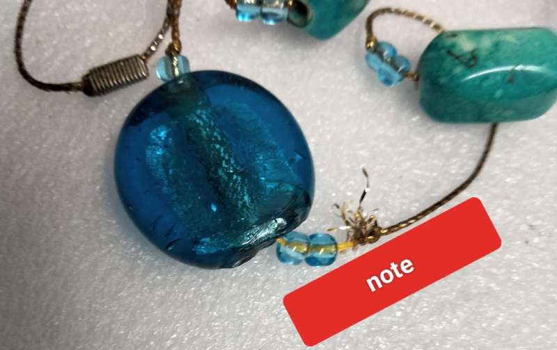Necklace vintage Italian glass foil lampwork beads+acrylic Look at my buy No Waiting