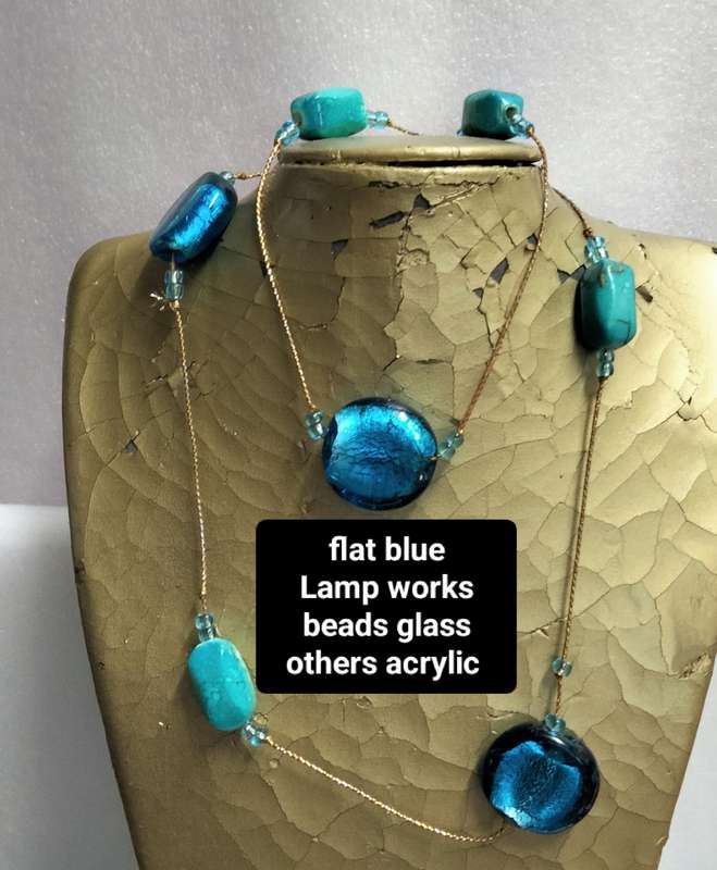 Necklace vintage Italian glass foil lampwork beads+acrylic Look at my buy No Waiting