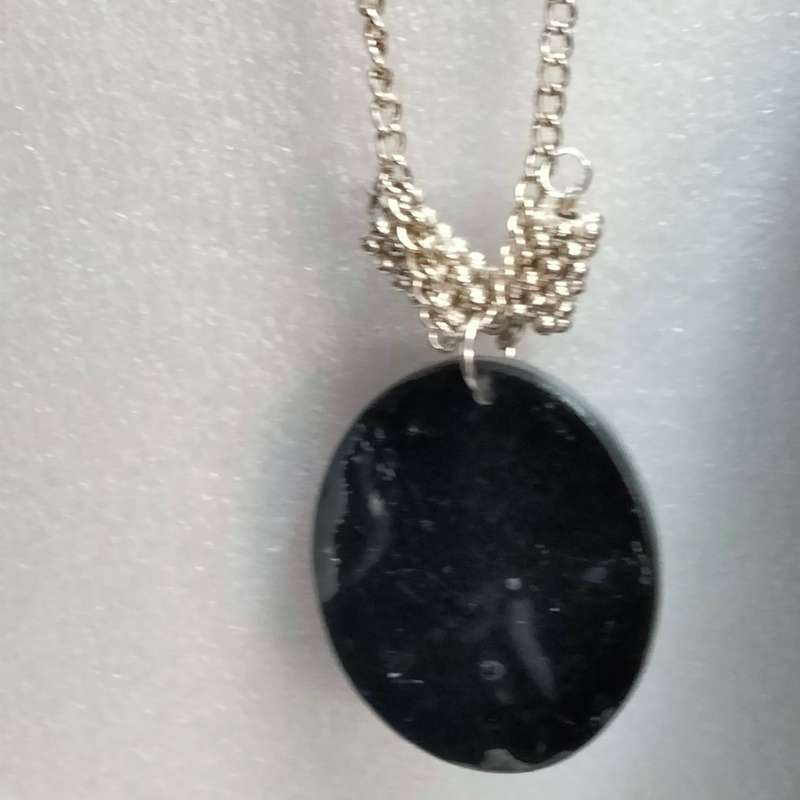 Necklace - Cameo Pendant composite + 2 spacers lobster clasp metal chain