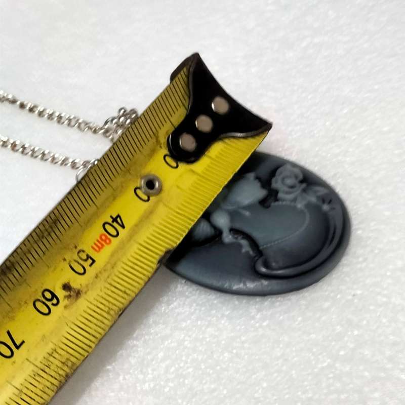 Necklace - Cameo Pendant composite + 2 spacers lobster clasp metal chain
