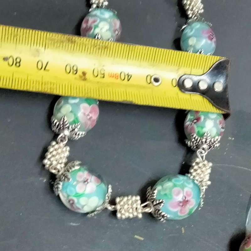 1 Necklace - vintage Italian glass -Fiori - blue Beads-Spacers Chain look at my Buy Now No Waiting