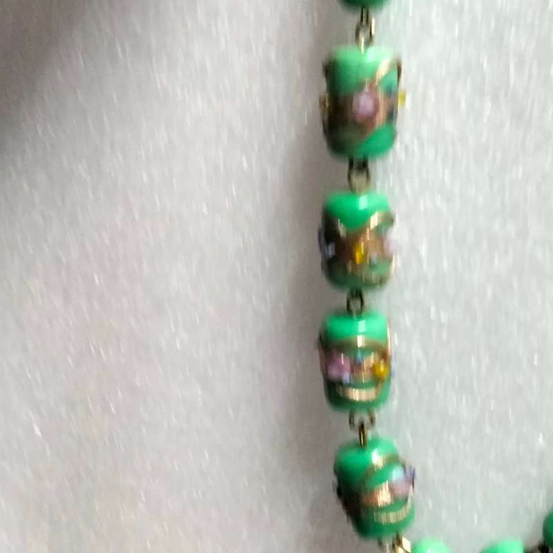 MURANO - Necklace- Wedding Cake Beads+plain Green Chain - Look at my Buy Now listings No Waiting