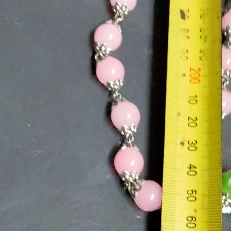 1 NECKLACE - Rose quartz glass beads+spacers metal Chain look at my Buy Now listings - No Waiting