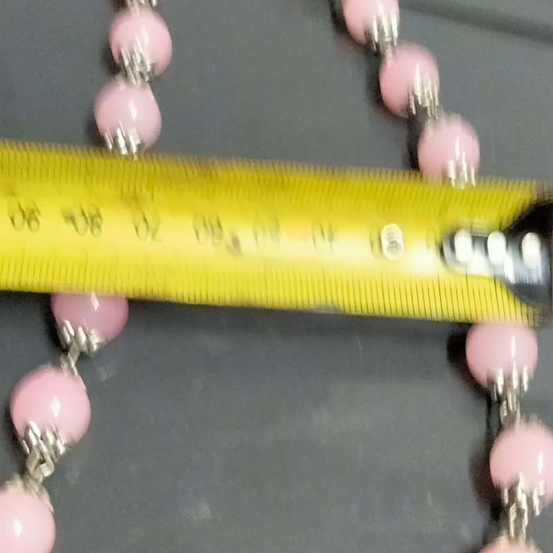 1 NECKLACE - Rose quartz glass beads+spacers metal Chain look at my Buy Now listings - No Waiting
