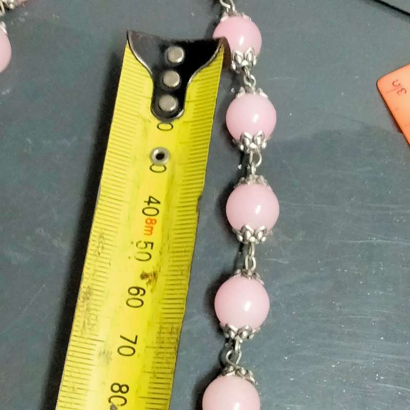 1 NECKLACE - Rose quartz glass beads+spacers metal Chain look at my Buy Now listings - No Waiting