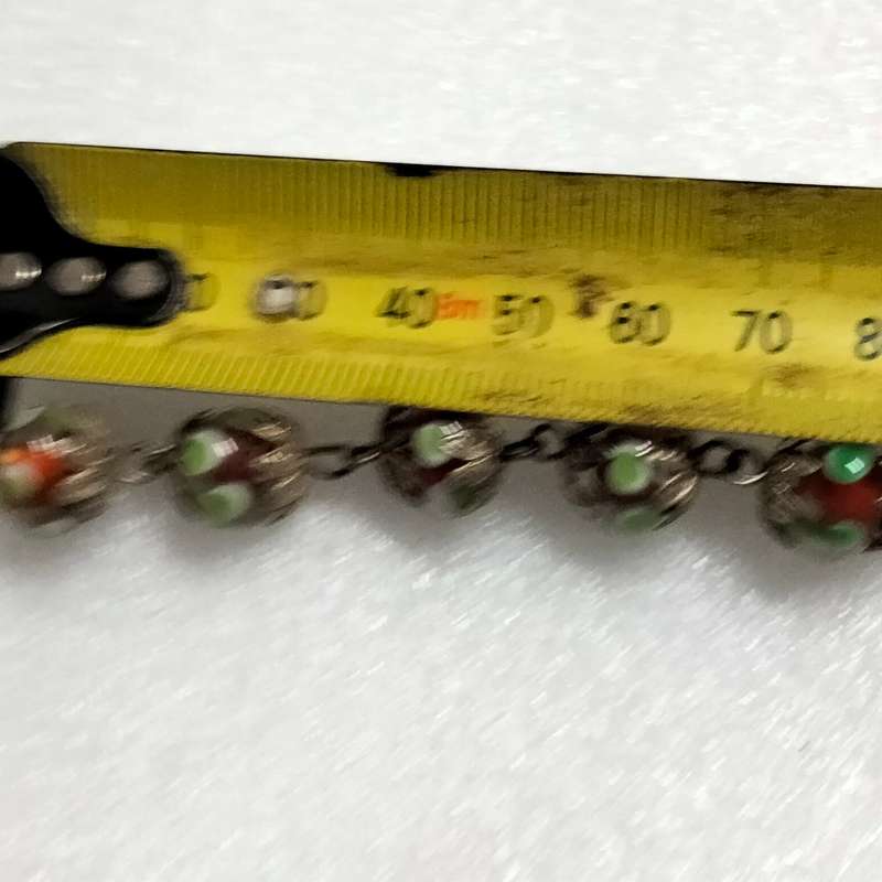 Necklace - Murano hand made Glass Lampwork spot green red white -chain Look at my buy now-No Waiting