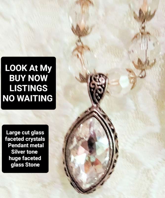 Necklace Huge Cut Glass Faceted SPARKLING Stone round beads Czech or Italy